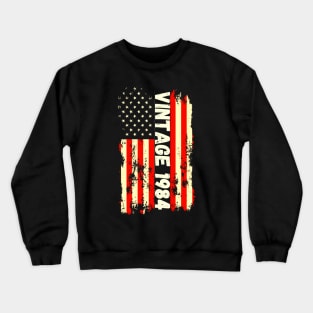 Vintage 1984 80th Birthday Gifts 40 Years Old American Flag Crewneck Sweatshirt